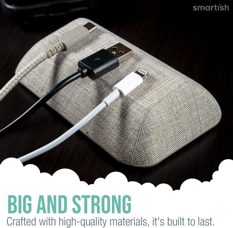 Smartish ® Magnetic Cord Holder - Bigger Cable Wrangler Organizer with Magnet Clips for Charger Management on Desktop, Nightstand - Holds 6+ Cables - Lightly Toasted Beige - Image 3